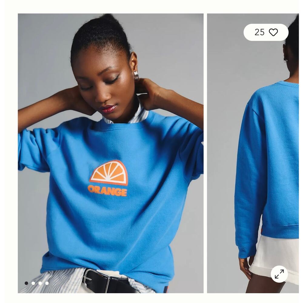 KULE The Raleigh Orange Slice Sweatshirt Blue Size Medium